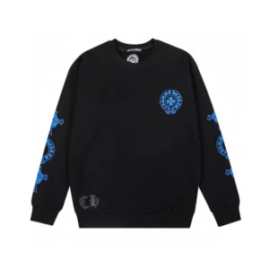 Chrome Hearts Blue Logo Crewneck Sweatshirt – Black