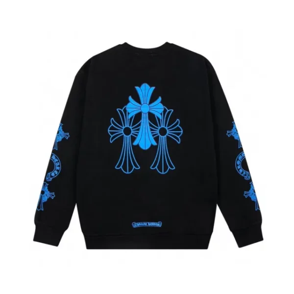 Chrome Hearts Blue Logo Crewneck Sweatshirt – Black