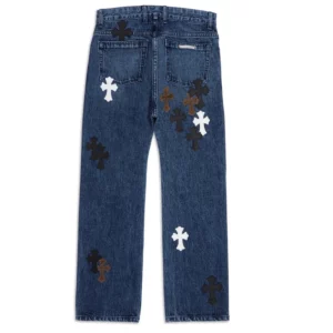 Chrome Hearts Fleur Knee Cross Patch Jeans